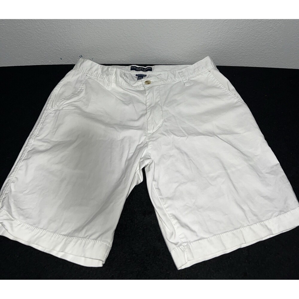 Vintage Polo Ralph Lauren Mens Preston Chino Shorts 34 White Twill Low Rise